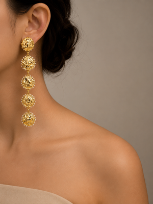 Long Hammered Disc Dangle Earrings