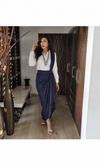 Navy Blue Drape Skirt for Women - All Occasions