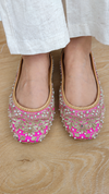 Pink Embroidered Pure Leather Juttis