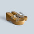 Clear Transparent Studded Tan Wedge Heels