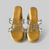Clear Transparent Studded Tan Wedge Heels