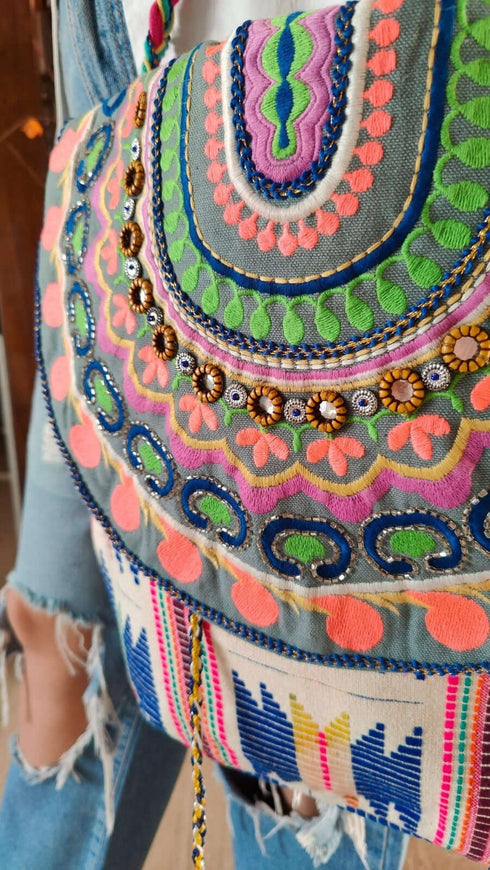 Colorful Jute Beadwork Banjara Handcrafted Embroidery Tote Bag