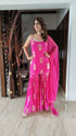 Crepe Hot Pink Gold Spaghetti Sharara Set
