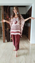 Crepe Maroon Kaftan Dhoti Set