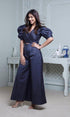 Dark Blue Puffy Sleeved Jumpsuit