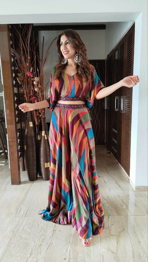 (@Debina Bonnerjee) Stripe Technicolour Coord Set