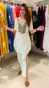 Diamond Off White Kurta Pant Set For Holi