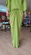 Hand Embroidered Lime Green Kaftan With Dhoti Skirt