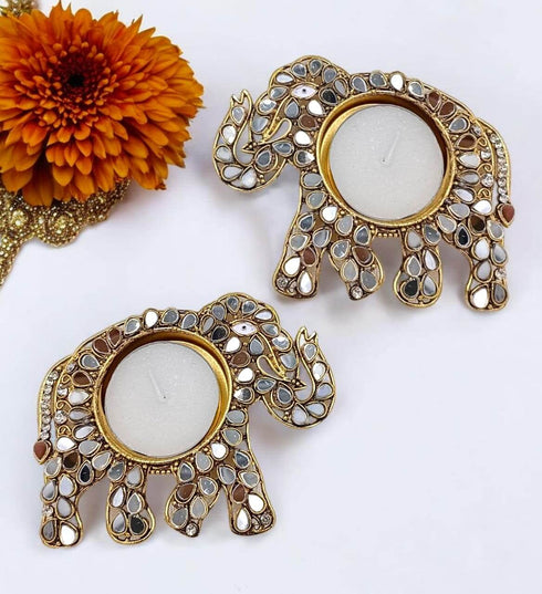 Elephant Diya Set (Pair of 2) - Accessory