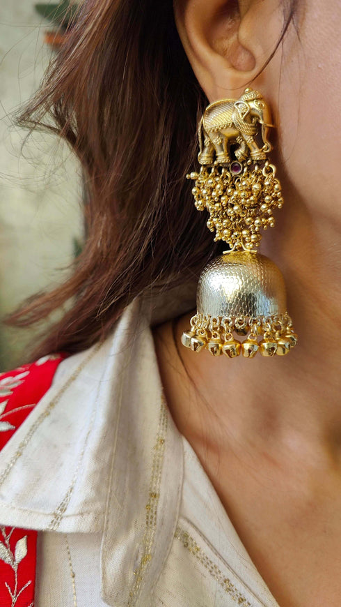 Red and Off White Koti Pathani Set