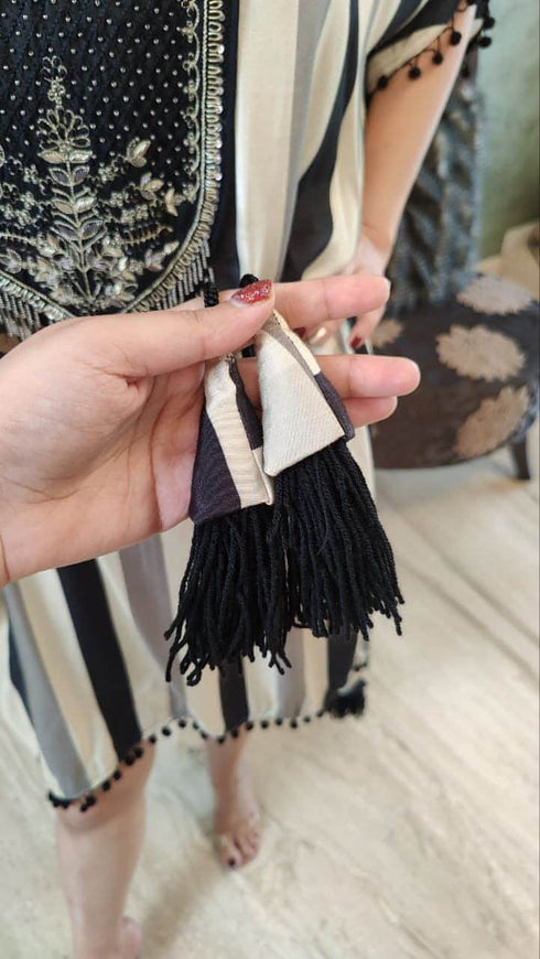 Embroidered Black Kaftan Dress