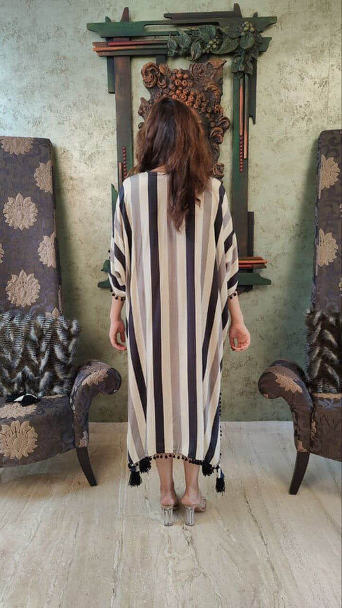 Embroidered Black Kaftan Dress