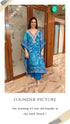 Embroidered Crepe Blue Kaftan Set