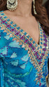 Embroidered Crepe Blue Kaftan Set