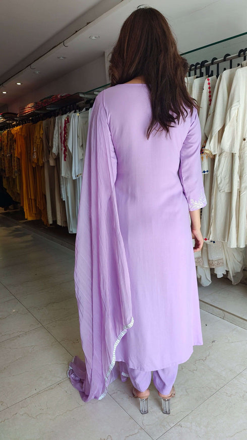 Embroidery Lavender Purple Suit Set