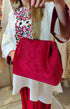 Embroidery White Maroon Farshi Salwar With Handbag