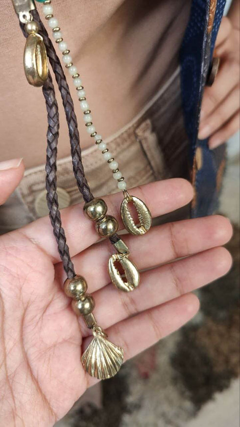 Evil Eye Brown Teal Blue Multi Layer Necklace