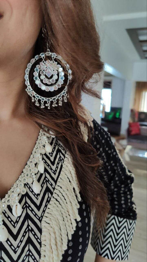 Fringe black white suit set