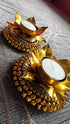 Ghungroo Gold Petal Diya Set (Pair of 2) - Accessory