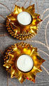 Ghungroo Gold Petal Diya Set (Pair of 2) - Accessory