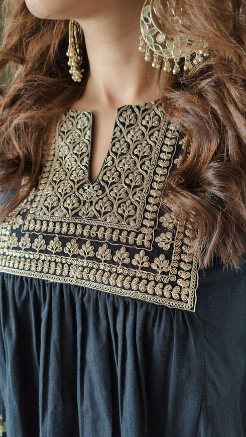 Gold Black Dhoti Set