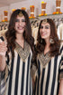 Gold Black Striped Kaftan Set