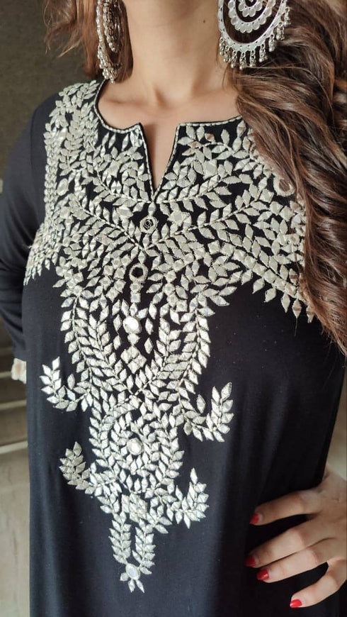 Grand Yoke Black Kurta Set