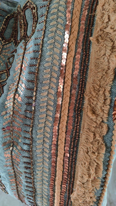 Green Brown Banjara Handcrafted Embroidery Tote Bag