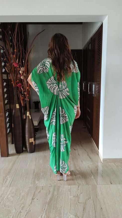 Green Leaf Kaftan One Piece Dress