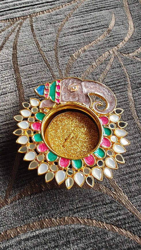 Grey Ganpati Diya (1 Piece) - Accessory