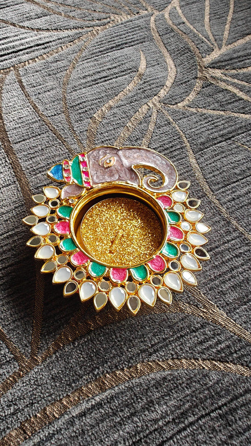 Grey Ganpati Diya (1 Piece) - Accessory