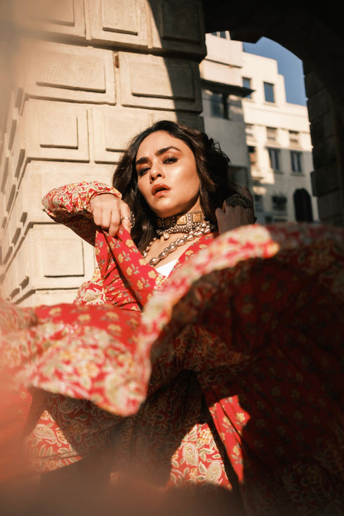 Gulabi Pink Long Cape Jacket