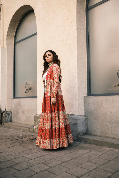 Gulabi Pink Long Cape Jacket