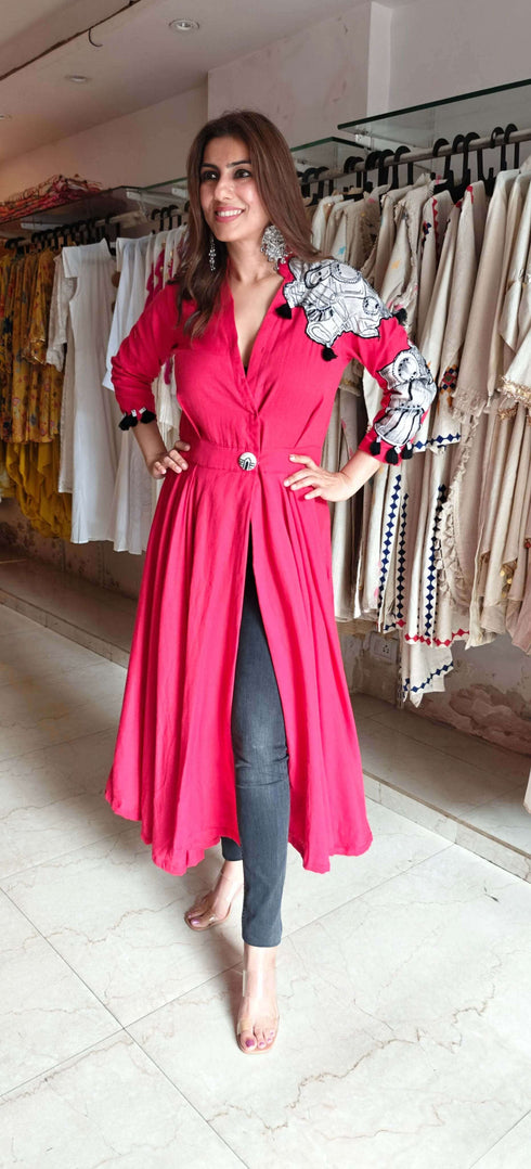 Hand Painted Pink Slit Top