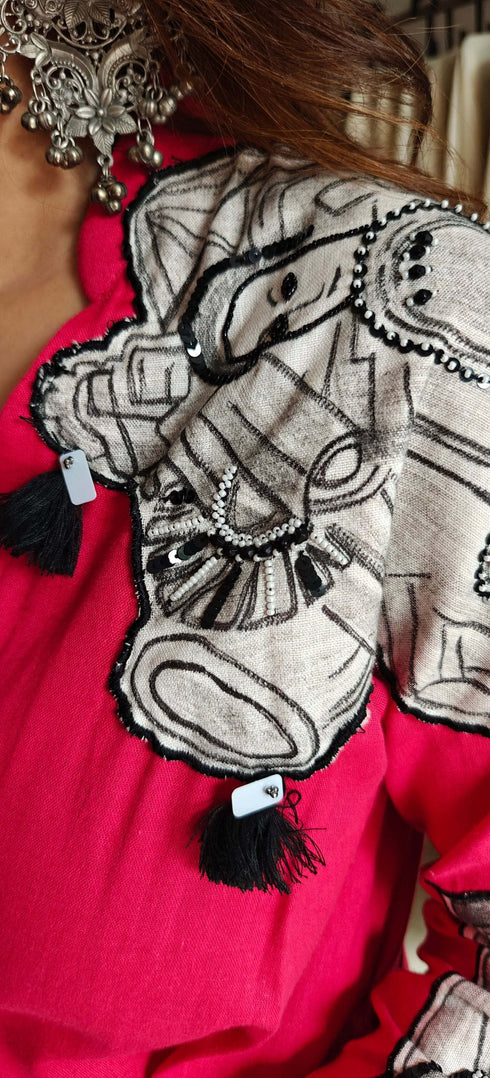 Hand Painted Pink Slit Top