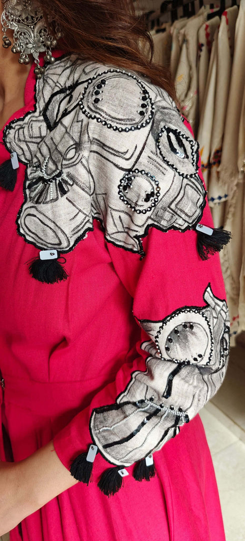 Hand Painted Pink Slit Top