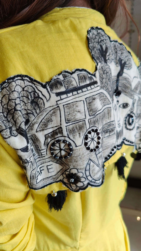 Hand Painted Yellow Dress