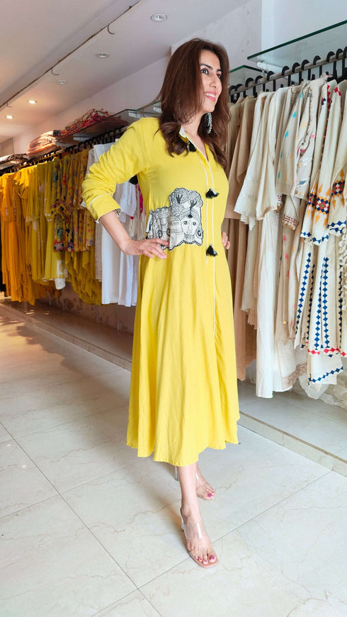 Hand Painted Yellow Dress