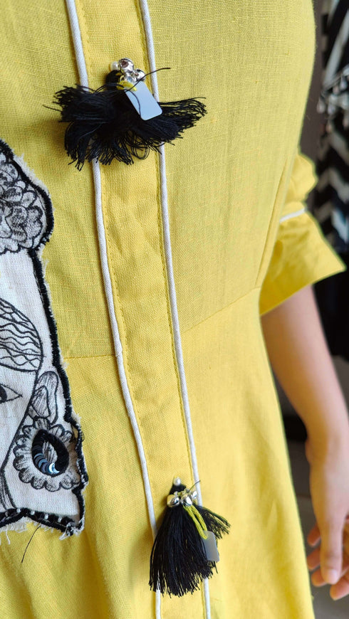 Hand Painted Yellow Dress