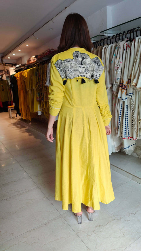 Hand Painted Yellow Dress