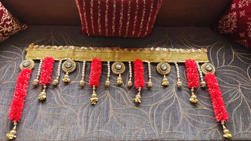 Handcrafted Kundan Red Toran - Accessory