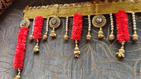 Handcrafted Kundan Red Toran - Accessory