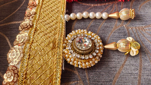 Handcrafted Kundan Red Toran - Accessory