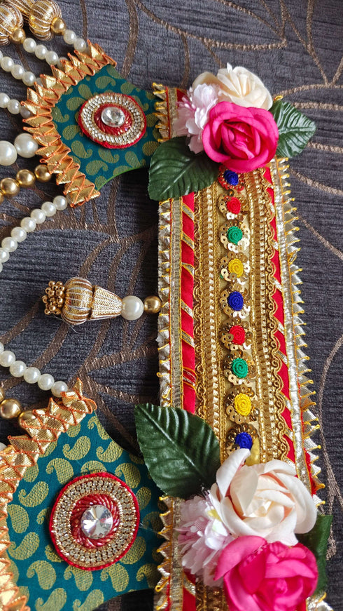 Handcrafted Multicolored Pearl Green Toran - Accessory