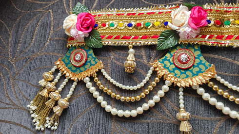 Handcrafted Multicolored Pearl Green Toran - Accessory