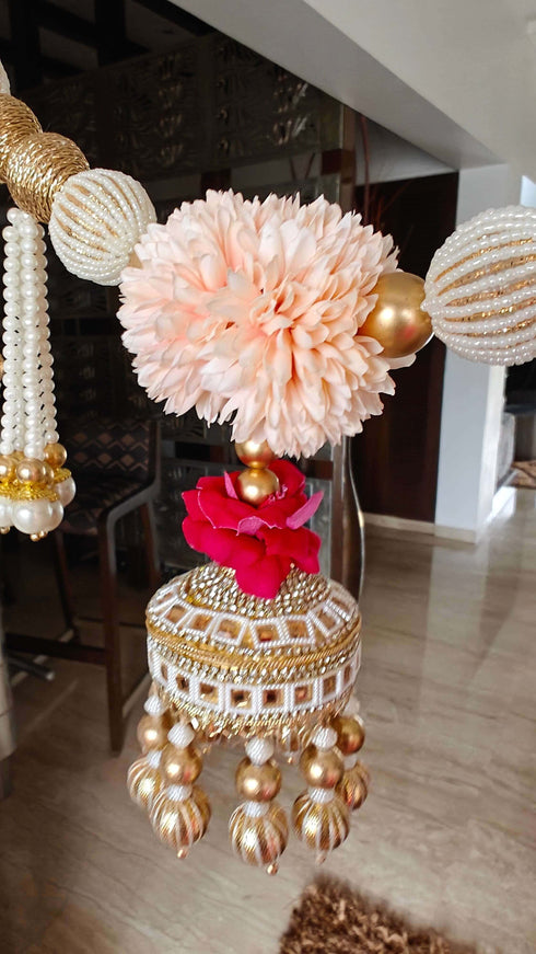 Handcrafted Pearl Pastel Peach Toran - Accessory