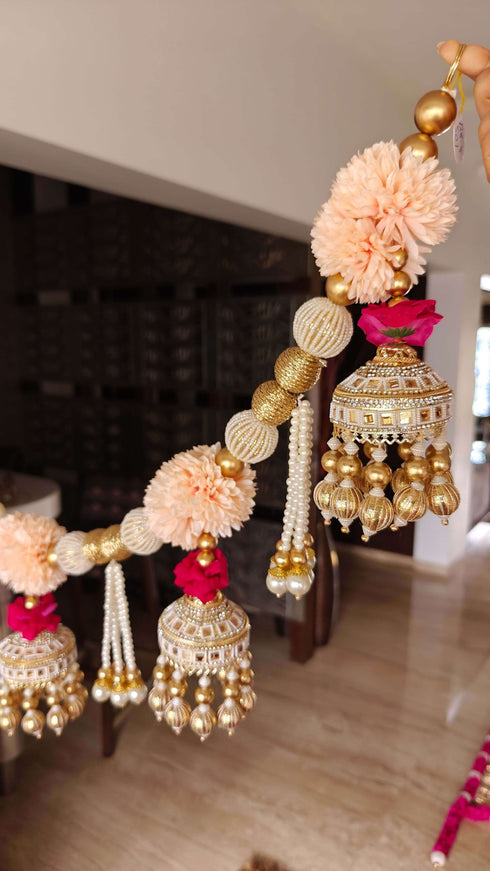 Handcrafted Pearl Pastel Peach Toran - Accessory