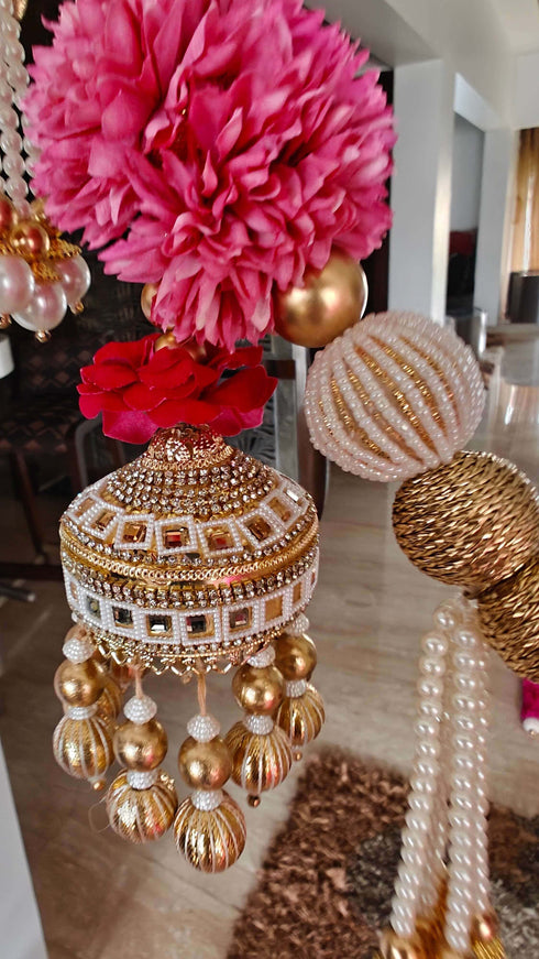 Handcrafted Pearl Pastel Pink Toran - Accessory