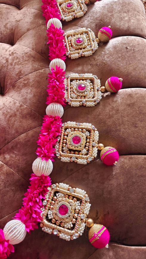 Handcrafted Pink Pearl Toran - Accessory