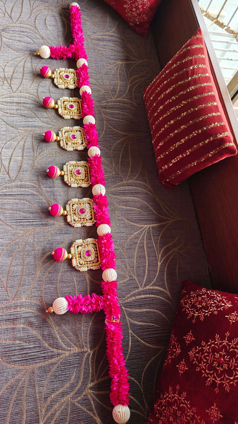 Handcrafted Pink Pearl Toran - Accessory